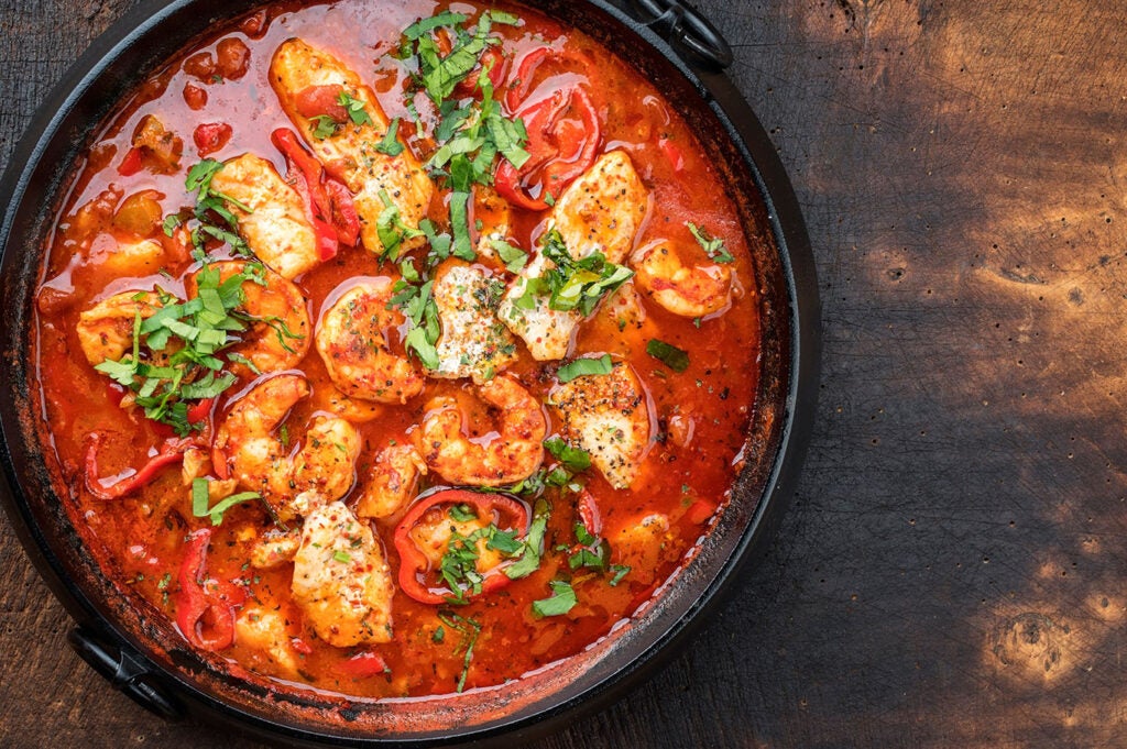 Louisiana traditional creole cajun court bouillon fish